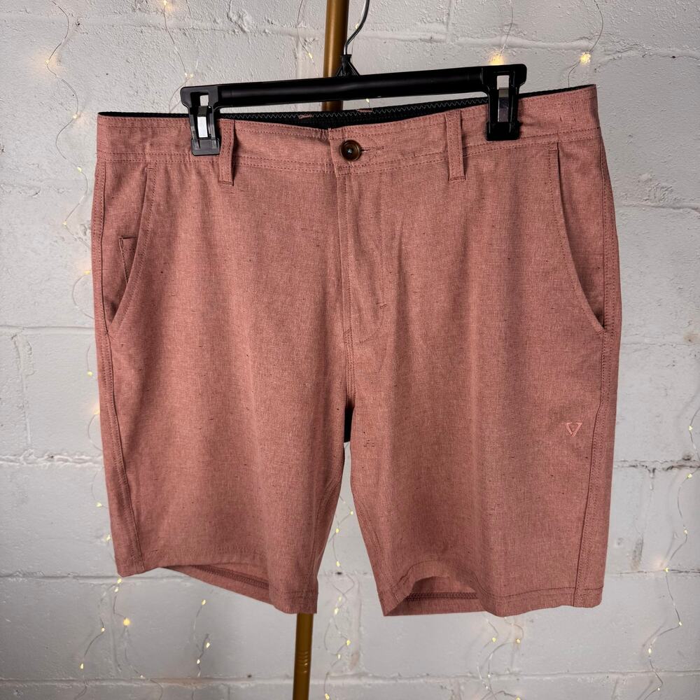 vissla men’s walk shorts size 34 dusty coral stretch chino surf casual